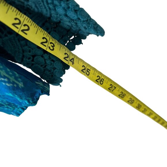 Sundance Blue Boho Print Embroidered Long Sleeve Top Cotton Silk Blend Medium - Picture 6 of 7